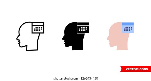 Planning skill icon of 3 types: color, black and white, outline. Isolated vector sign symbol.