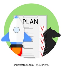 Planning start up. Brainstorming and plan startup idea, vector illustration