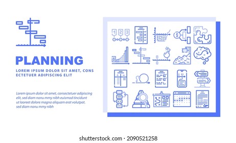 Planificación De La Estrategia De Inicio Landing Página Web Encabezado Lista De Comprobación De Vectores De Plantilla De Pancarta Con Tarea Y Calendario Con Fecha Límite Para El Objetivo De Planificación, Logro De Éxito E Ilustración Financiera