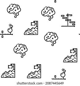 Planning Startup Project Strategy Vector Seamless Pattern Thin Line Illustration