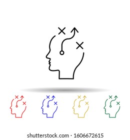 Planning, strategy, brain multi color style icon. Simple thin line, outline vector of creative thinking icons for ui and ux, website or mobile application