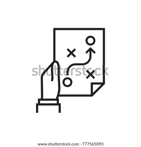 Planning strategy concept. Business tactic. Document in hand businessman. Vector illustration flat line minimal design. Isolated on white background. Analysis scheme. Chart project.