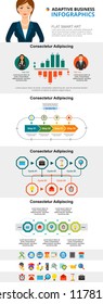 Planning and strategy concept infographic charts set. Flowcharts, bar and process charts for presentation slide templates. Can be used for annual report, advertising, flyer layout and banner design.