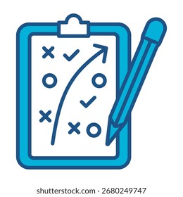 Planungsstrategie Symbol in blau monochrome flache Design, Vektorgrafik