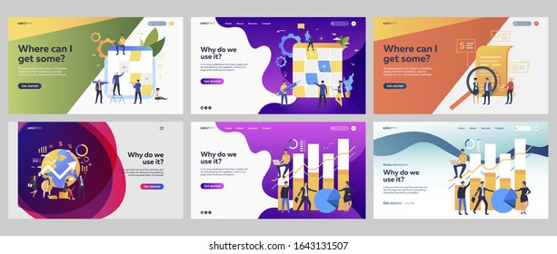 Planning and strategy set. Managers sticking notes on board, analyzing graphs, signing contract. Flat vector illustrations. Marketing, analysis concept for banner, website design or landing web page