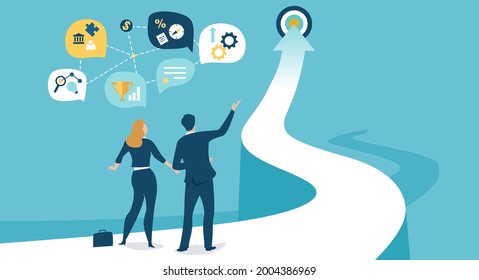 Planning successful business strategy. Business vector illustration