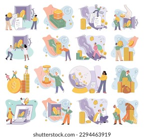 Planning successful money investment, savings and deposit big set. Calculating budget, analyzing finance report with business chart. Accounting concept. Financial advisor planning investment strategy
