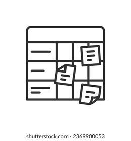 Planning and tasks, linear icon. Notes. A table with plans. Line with editable stroke