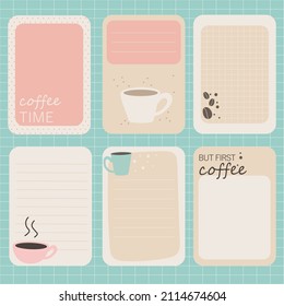 planning template with coffee designs. Daily checklist. Organize and schedule with a place for Notes. Vector illustration Nice and trendy.