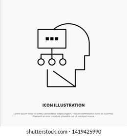 Planning, Theory, Mind, Head Line Icon Vector