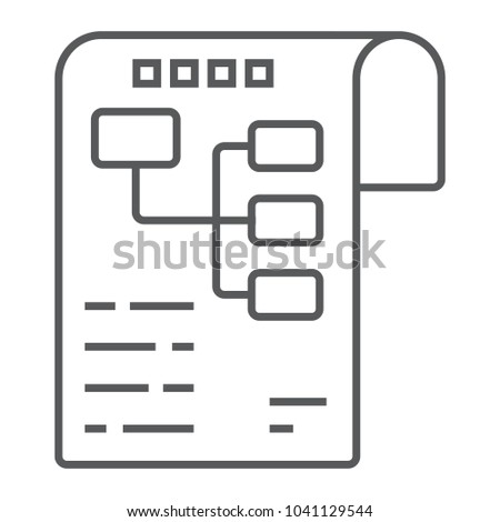 Planning thin line icon, development and business, business plan sign vector graphics, a linear pattern on a white background, eps 10.