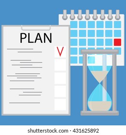 Planning time business concept flat. Strategy business plan and planning process. Vector illustration