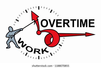 Planning Time Business Management Schedule Concept. Overtime Extra Hours Work Icon Vector Illustration. 