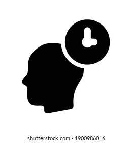 Icono de tiempo de planificación.head,mente (ilustración vectorial)