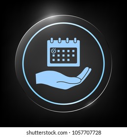 Planning, time management, hand holding calendar icon