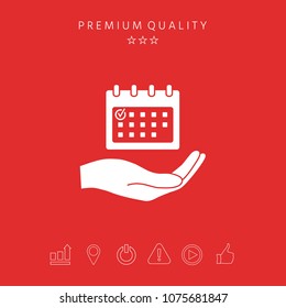 Planning, time management, hand holding calendar icon