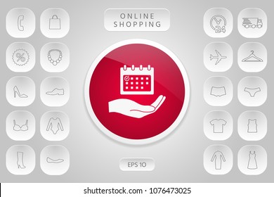 Planning, time management, hand holding calendar icon