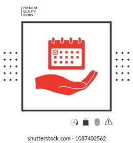 Planning, time management, hand holding calendar icon Planning, time management, hand holding calendar icon
