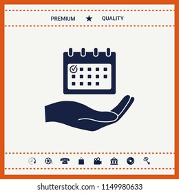 Planning, time management, hand holding calendar icon