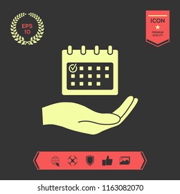 Planning, time management, hand holding calendar icon