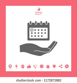 Planning, time management, hand holding calendar icon