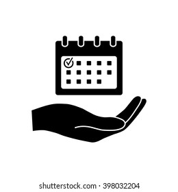 Planning, time management, hand holding calendar  icon. 