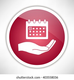 Planning, time management, hand holding calendar icon.