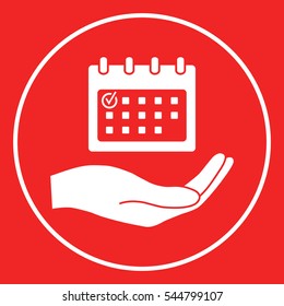 Planning, time management, hand holding calendar icon