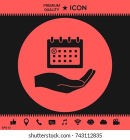 Planning, time management, hand holding calendar icon