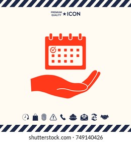 Planning, time management, hand holding calendar icon