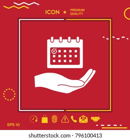 Planning, time management, hand holding calendar icon