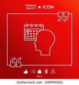 Planning, time management, person with calendar - line icon