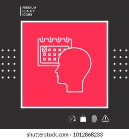 Planning, time management, person with calendar - line icon