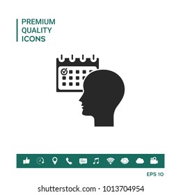 Planning, time management, person with calendar - icon
