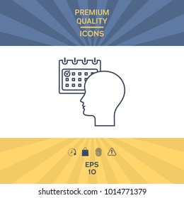 Planning, time management, person with calendar - line icon