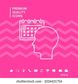 Planning, time management, person with calendar - line icon