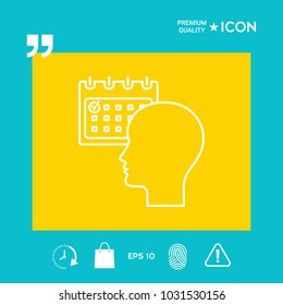 Planning, time management, person with calendar - line icon