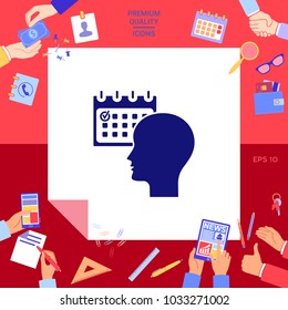 Planning, time management, person with calendar - icon