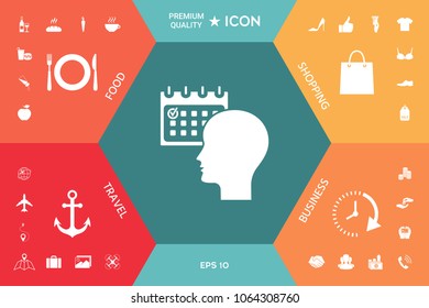 Planning, time management, person with calendar - icon