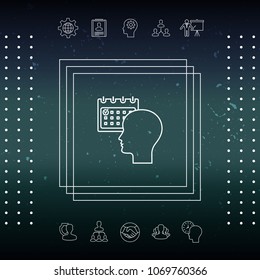 Planning, time management, person with calendar - line icon
