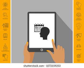 Planning, time management, person with calendar - icon