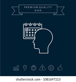 Planning, time management, person with calendar - line icon