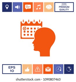 Planning, time management, person with calendar - icon