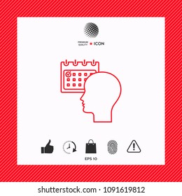 Planning, time management, person with calendar - line icon