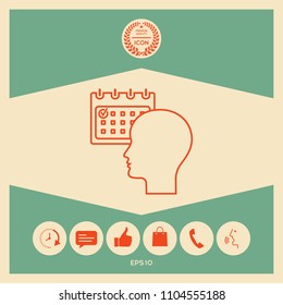 Planning, time management, person with calendar - line icon