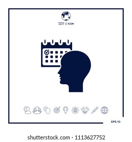 Planning, time management, person with calendar - icon
