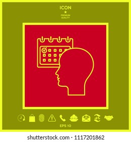 Planning, time management, person with calendar - line icon