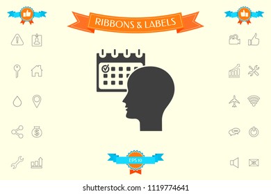 Planning, time management, person with calendar - icon