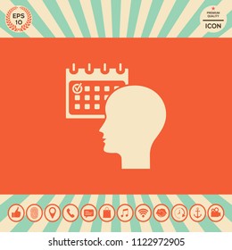 Planning, time management, person with calendar - icon