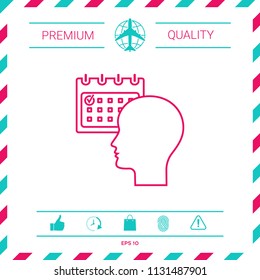Planning, time management, person with calendar - line icon
